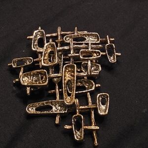 Vintage Art MCM Brand Abstract Modernistic Brutalistic Atomic Brass Toned Brooch